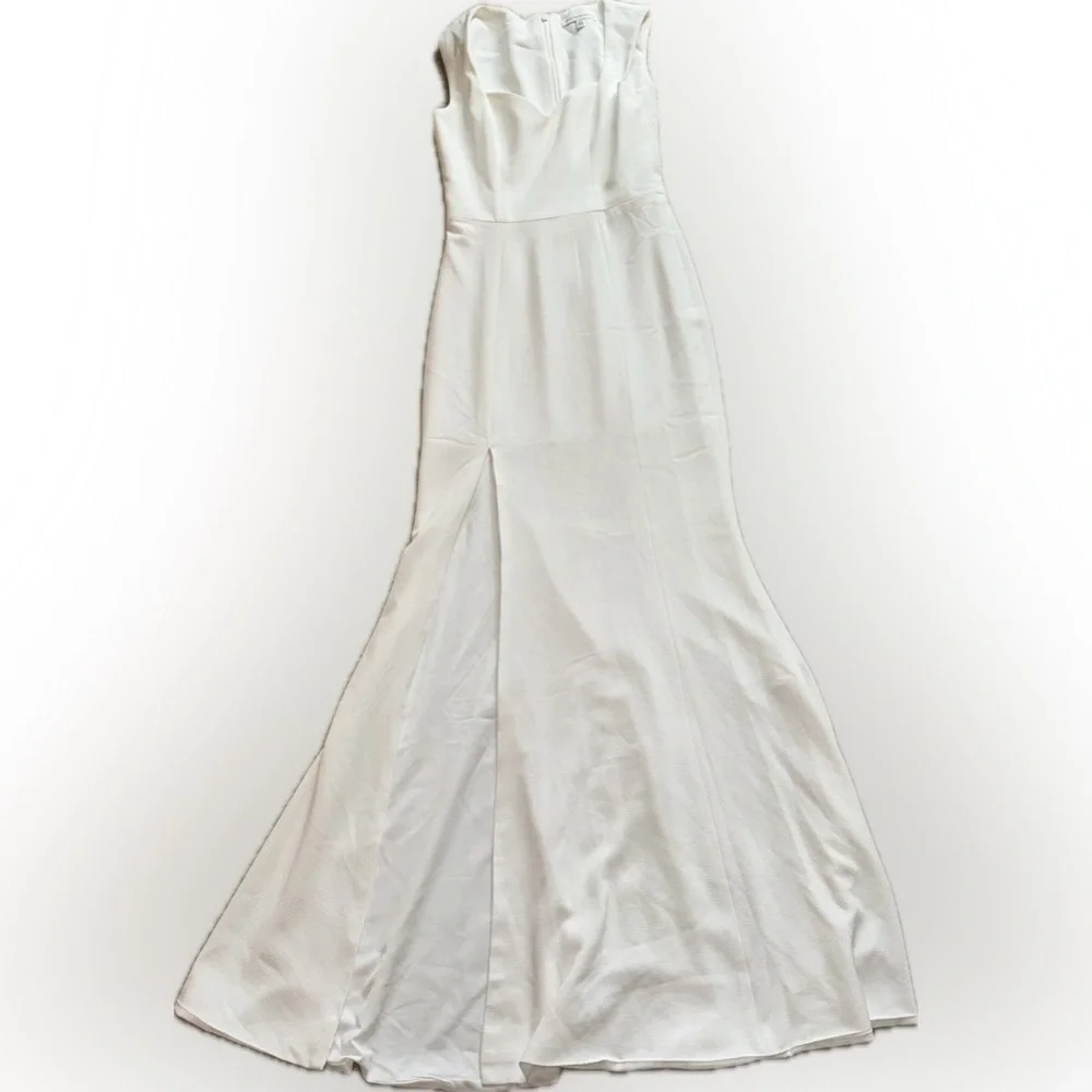 NOWT Dress the Population Monroe Side Slit sweetheart Gown White Bridal sz L_3